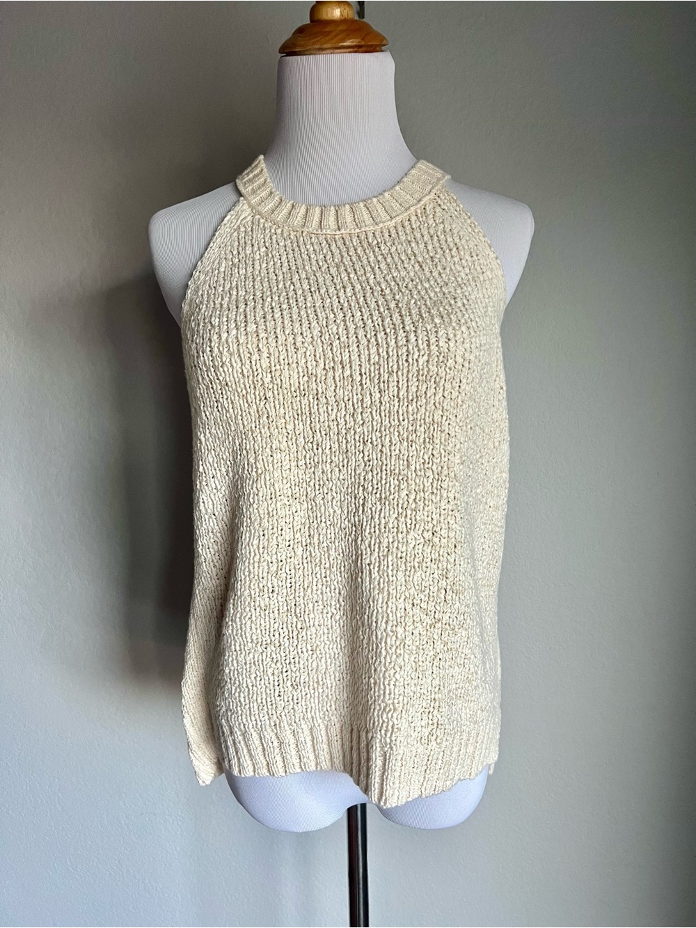 J Crew Beige Halter Knit Top, S